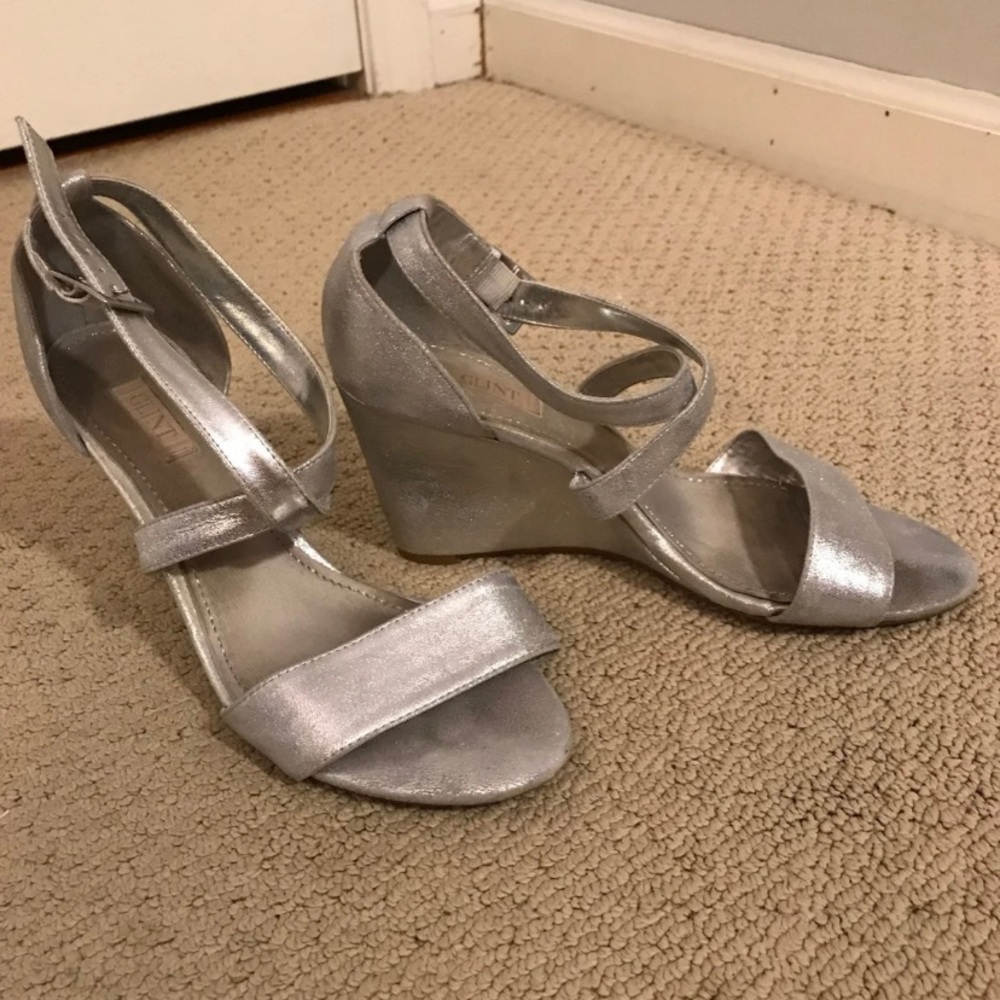 Silver wedges high heels